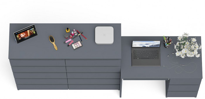 Мори Стол компьютерный МС-6 правый + Комод МК1200.10, цвет графит, ШхГхВ 210,4х50х115 см., выдвижные ящики справа, НЕ универсальная сборка