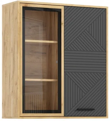 Шкаф навесной "Флэш" (рамка AGT), Крафт золотой/Браш графит