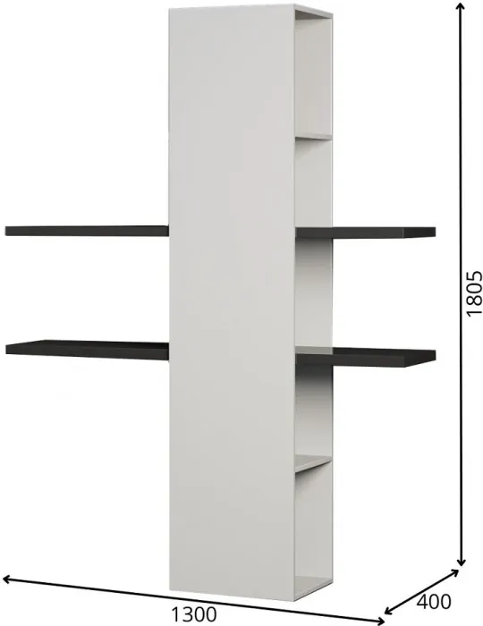 Полка навесная Альда, Белый глянец/Черный глянец