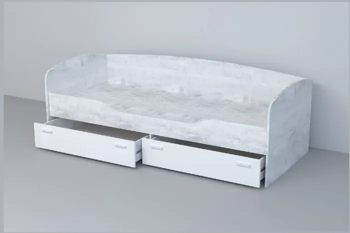 Кровать 0,8 арт.016 (Бетон Светлый/Камень Темный)