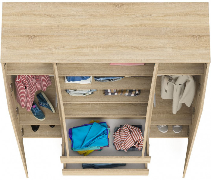 Мори Шкаф МШ1600.1, цвет дуб сонома, ШхГхВ 160,4х50,4х209,6 см.