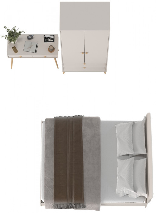 Афина Спальня 07-1600, цвет кашемир серый, сп.м. 1600х2000 мм., б/м, основание есть - фанера