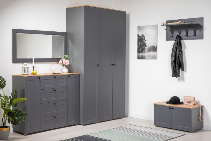 Остин 17.03 Зеркало, цвет серый графит, ШхГхВ 120х2х59,5 см., может крепиться горизонтально или вертикально