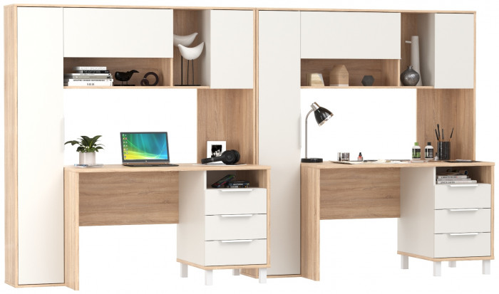 Стол компьютерный Комфорт 12.95N + Стол компьютерный Комфорт 12.95N, цвет дуб сонома/белый, ШхГхВ 324х60,3х180 см., НЕ универсальная сборка