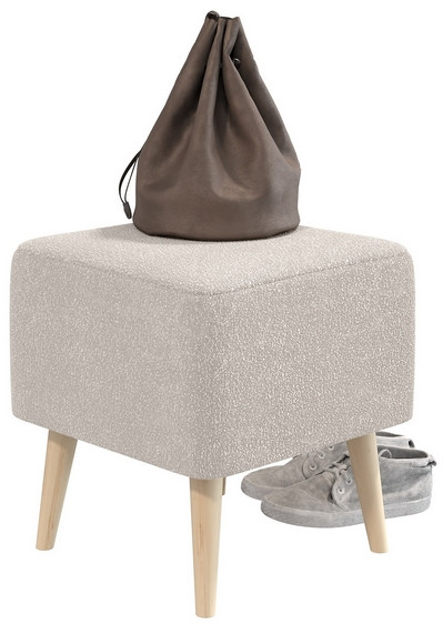 Банкетка 6-5133ТКВмол Куби, цвет ткань молоко, ШхГхВ 41х41х45 см.(квадратная банкетка на четырёх ножках), цвет ножек: иней