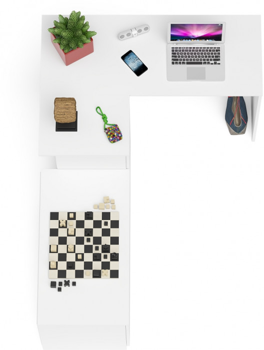 Мори Стол компьютерный МС-16 левый + Тумба МА900.1, цвет белый, ШхГхВ 214,8х84,9х76,6 см., выдвижные ящики слева, НЕ универсальная сборка