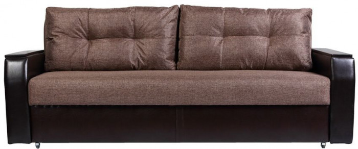 Диван-еврокнижка Атлант 150х195, рогожка/экокожа, коричневый