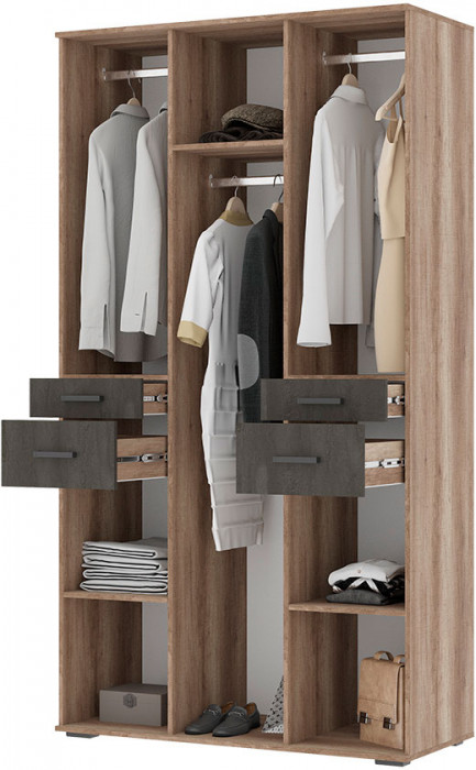 НЕЛЬСОН ШК 02 (СОЛО-2) Шкаф (1.200х2,200х0,500) дуб каньон/железный камень