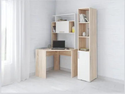 Компьютерный стол Квартет-12 + пенал дуб сонома/белый