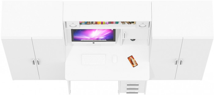 С-МД-СК9 Компоновка № 01, цвет белый шагрень, ШхГхВ 242х70х160 см., НЕ универсальная сборка