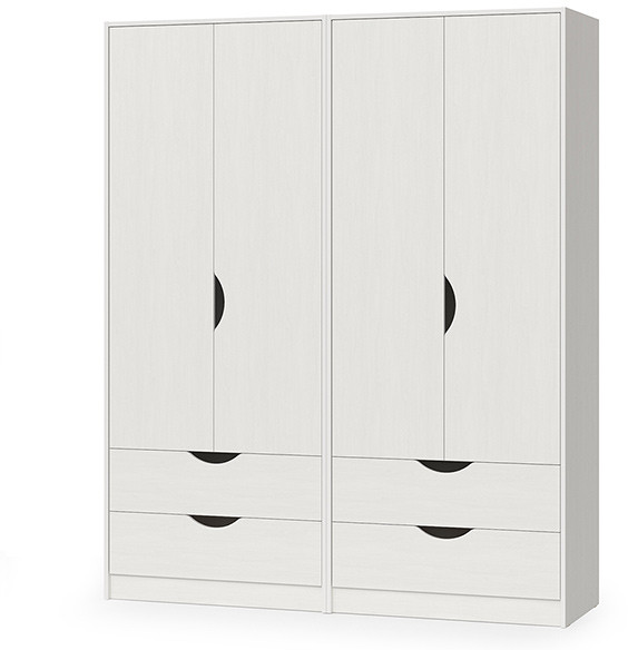 КР100 Уна 13.327 Шкаф для одежды + 13.327 Шкаф для одежды, цвет белый(структура Поры дерева), ШхГхВ 167,6х49,7х205,3 см.