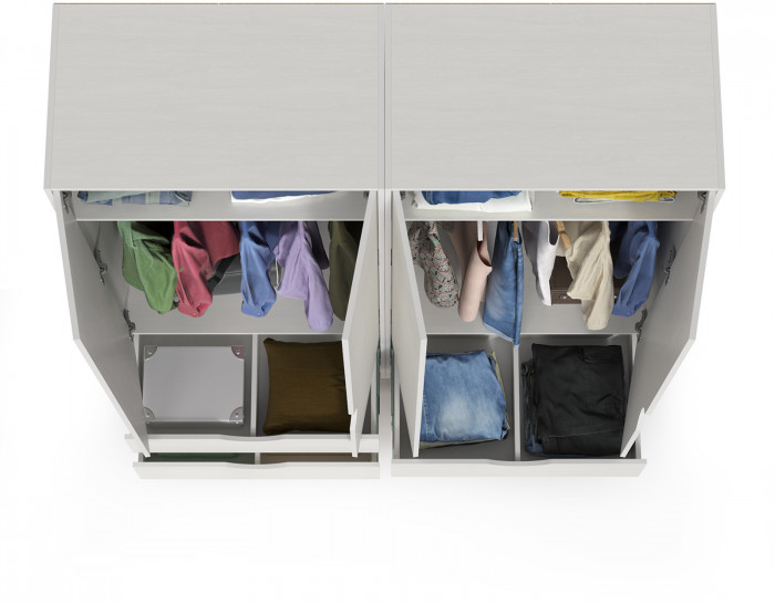 КР100 Уна 13.327 Шкаф для одежды + 13.327 Шкаф для одежды, цвет белый(структура Поры дерева), ШхГхВ 167,6х49,7х205,3 см.