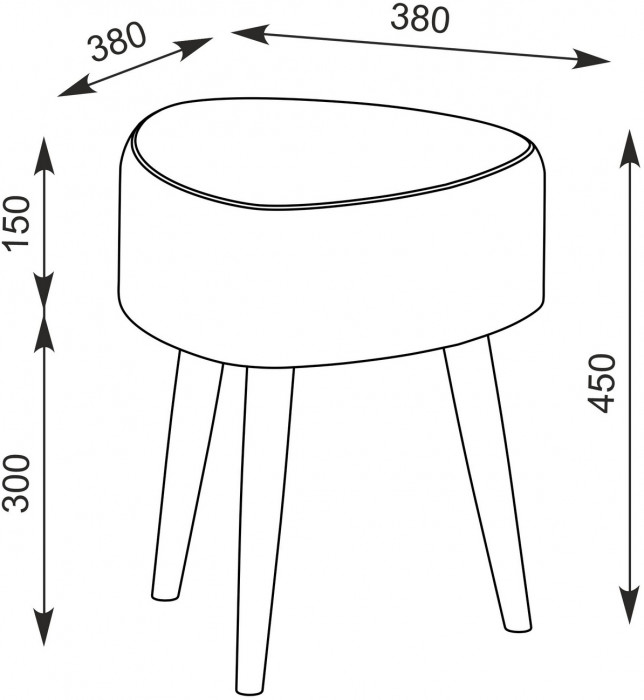 Банкетка 6-5134ТКчёр Ева, цвет ткань чёрная с рисунком, ШхГхВ 38х38х45 см.(банкетка на трёх ножках), цвет ножек: тик