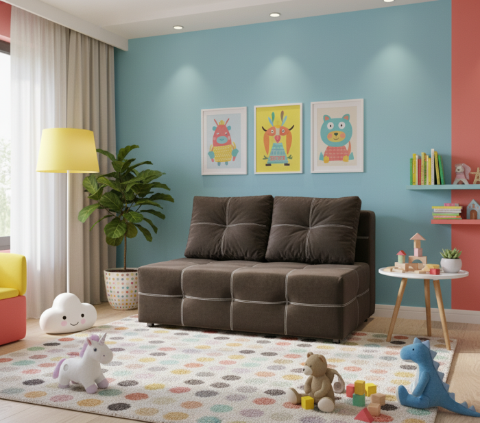 Диван-аккордеон Марс мини, сп.м. 140х200, велюр коричневый