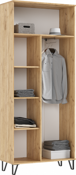 Флэш Прихожая Шкаф (Браш Графит, Дуб Крафт)