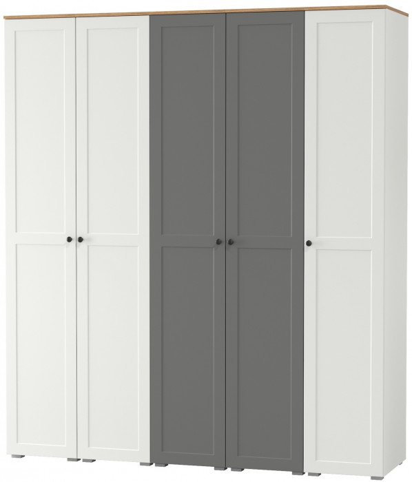 Остин 13.225 Шкаф-пенал 5 шт., цвет белый шагрень/серый графит/дуб крафт золотой, ШхГхВ 200х54,3х229,6 см., универсальная сборка