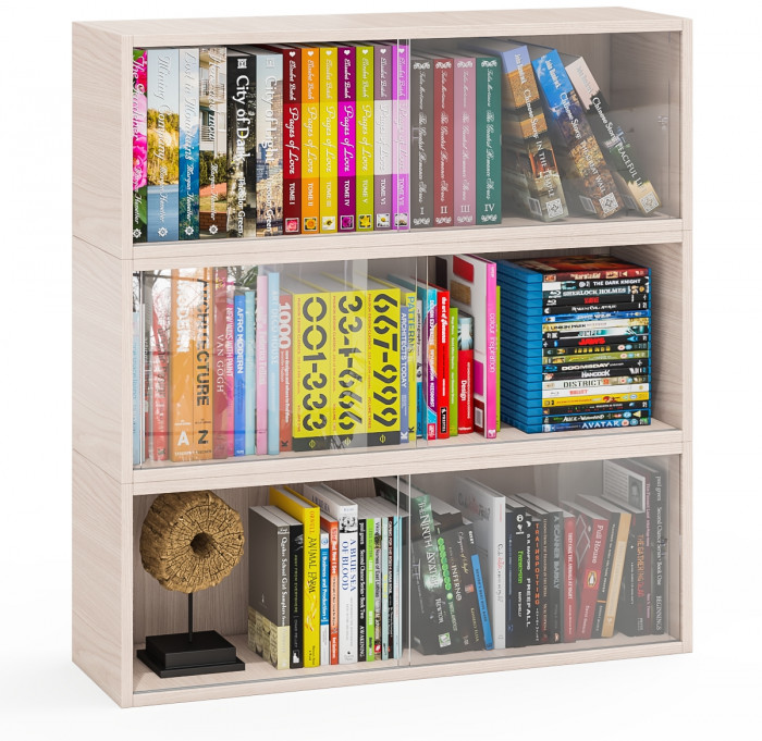 Три полки книжных С-МД-КН01, ясень шимо светлый