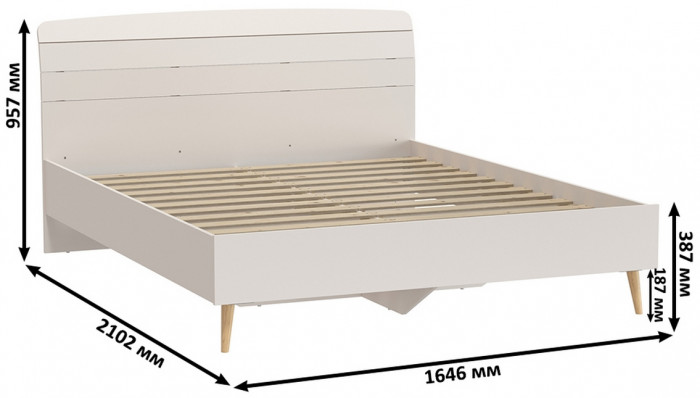 Афина Спальня 08-1600, цвет кашемир серый, сп.м. 1600х2000 мм., б/м, основание есть - фанера