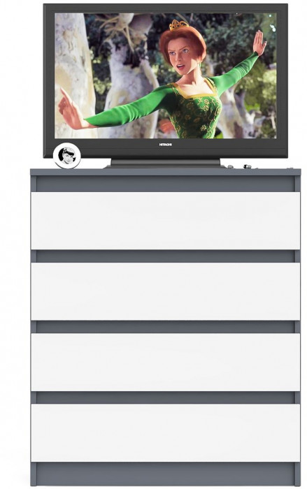 Мори Комод МК800.4, цвет графит/белый, ШхГхВ 80,4х41х94 см.