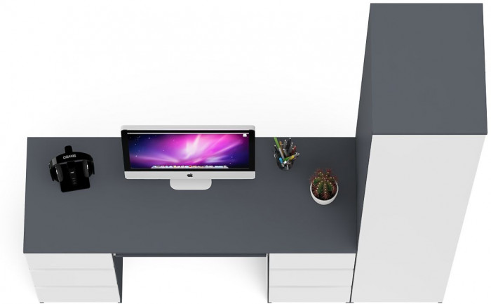 Мори Стол компьютерный МС-2 + Пенал МШ400.1, цвет графит/белый, ШхГхВ 175,8х50,4х209,6 см., универсальная сборка