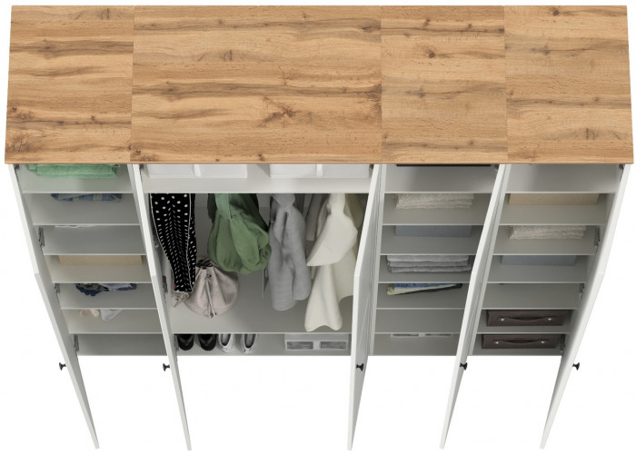 Остин Набор шкафов 03, цвет белый шагрень/дуб крафт золотой, ШхГхВ 200х54,3х229,6 см., универсальная сборка