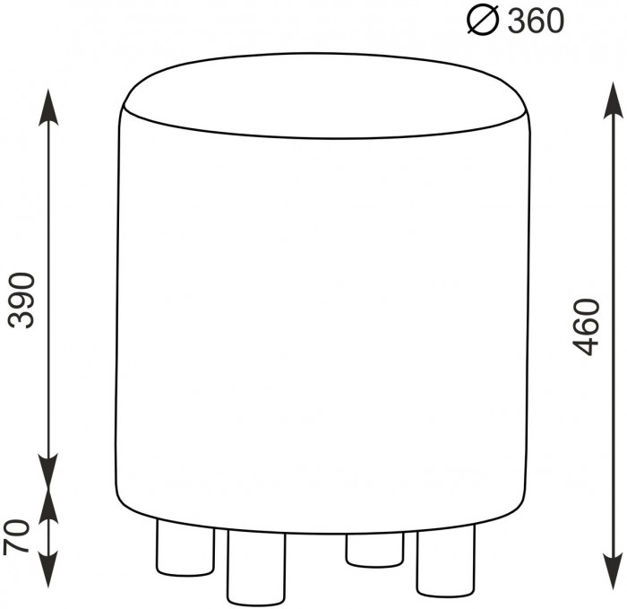 Банкетка 6-5137ТКШтем.серый Марта, цвет ткань тёмно-серая, ШхГхВ 36х36х46 см.(круглая банкетка на трёх ножках)