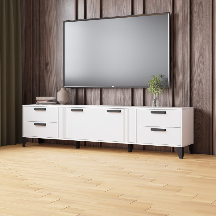 Тумба ТВ с опорами Парус-12, Белый/Белый снег