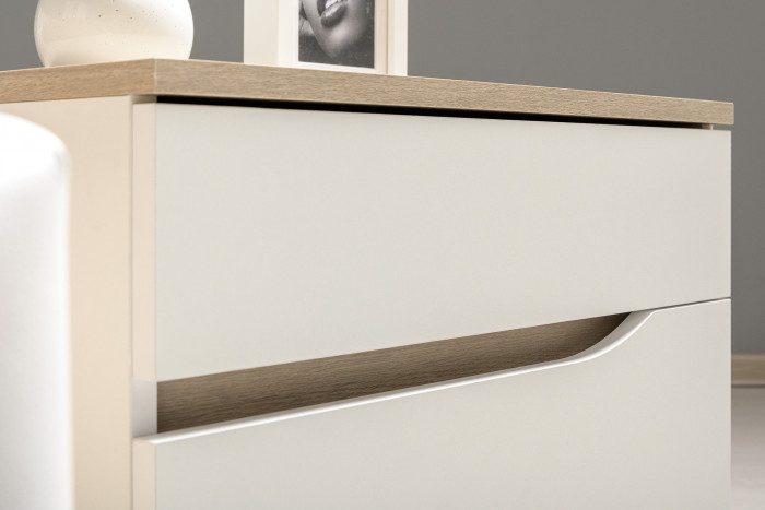 Муссон Кровать 11.28 + подъёмный ортопед + Тумба 16.03 + Комод 13.97 + Зеркало СВК, цвет белый/дуб эндгрейн элегантный/кожзам белый, 1600х2000 мм, б/м