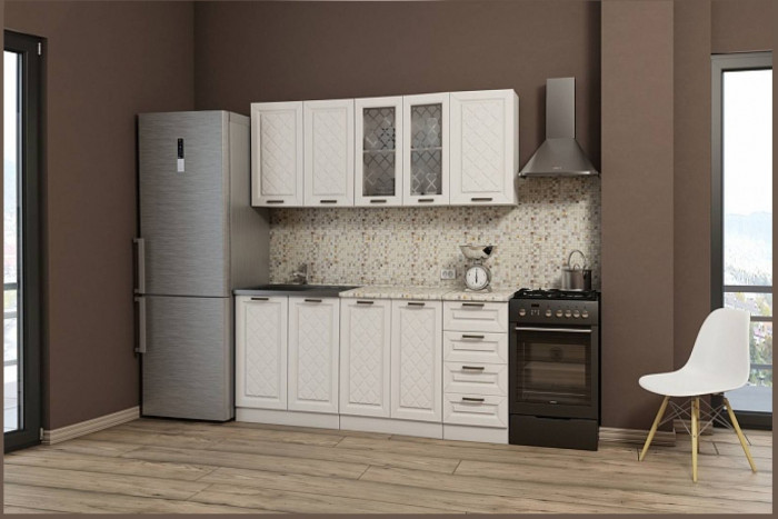 Кухня МДФ Агава 1600, Акация белая