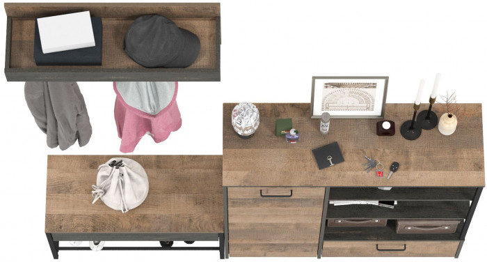 Трувор Прихожая 181, цвет дуб гранж песочный/интра, ШхГхВ 189х36,9х195 см., универсальная сборка