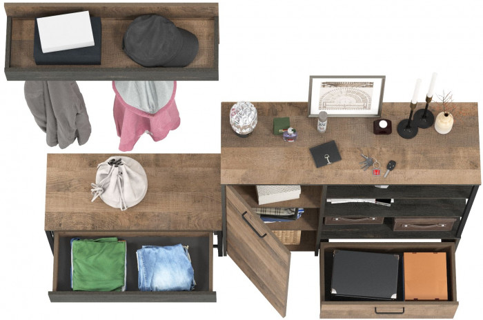 Трувор Прихожая 181, цвет дуб гранж песочный/интра, ШхГхВ 189х36,9х195 см., универсальная сборка