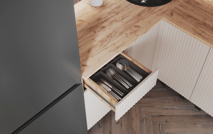 Угловая кухня Оливия NEW 1,4х2,4м, Крафт золотой/Кашемир