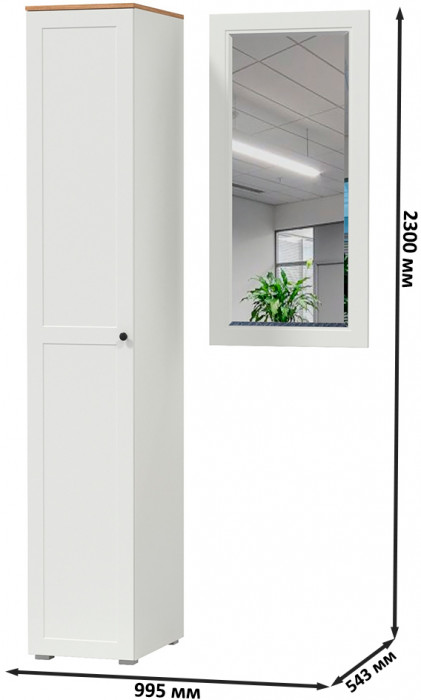 Остин Прихожая 12, цвет белый шагрень/дуб крафт золотой, ШхГхВ 99,5х54,3х229,6 см., универсальная сборка