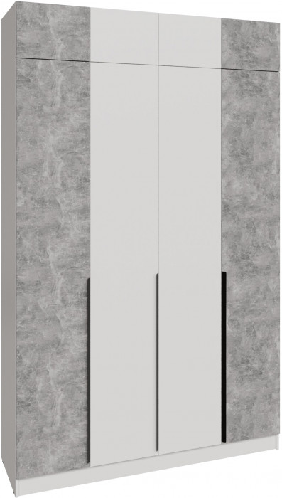 Шкаф 1,6 с антресолью Мадрид, Белый/Ателье светлое