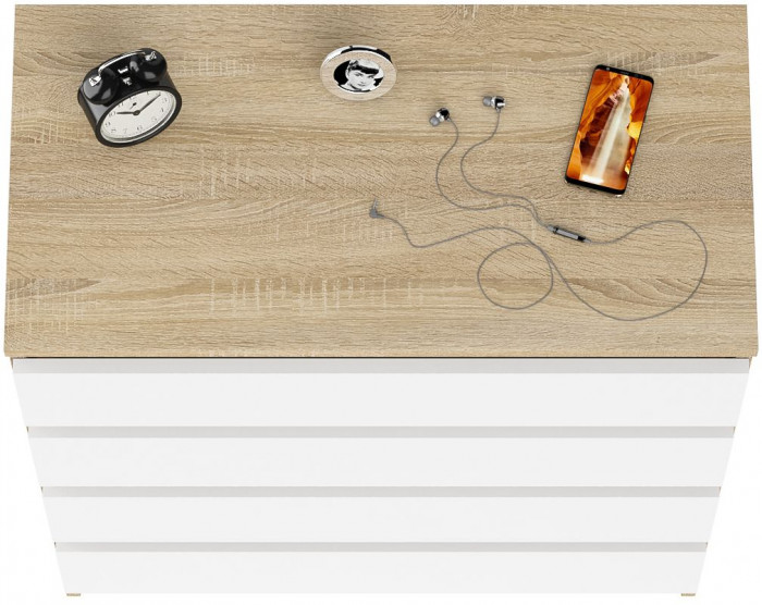 Мори Комод МК800.4, цвет дуб сонома/белый, ШхГхВ 80,4х41х94 см.