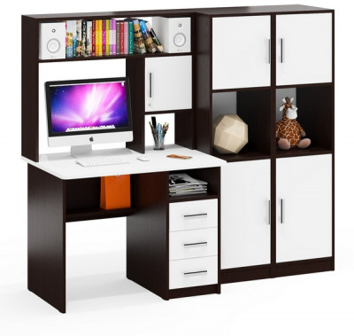 С-МД-СК9 Компоновка № 02, цвет венге/белый шагрень, ШхГхВ 188х70х160 см., НЕ универсальная сборка