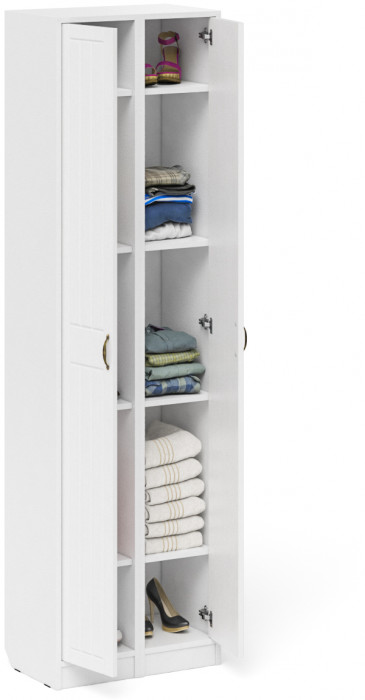 Прихожая П-6 Пенал + Пенал, цвет белая шагрень/фасады МДФ белое дерево фрезеровка прованс, ШхГхВ 60х35х210 см., универсальная сборка