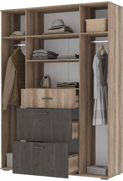 НЕЛЬСОН ШК 03 (СОЛО-3) Шкаф (1,600х2,200х0,500) дуб каньон/железный камень