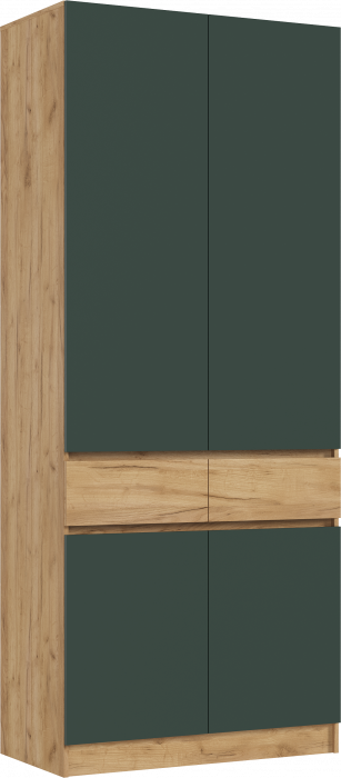 Роджина Шкаф 2-х створчатый, Дуб крафт/Изумрудный