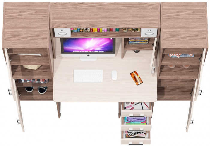 С-МД-СК9 Компоновка № 02, цвет ясень шимо светлый/ясень шимо тёмный, ШхГхВ 188х70х160 см., НЕ универсальная сборка