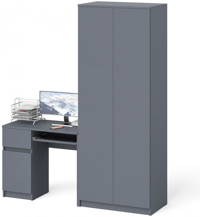 Мори Стол компьютерный МС-1 левый + Шкаф МШ800.1, цвет графит, ШхГхВ 170,4х50,4х209,6 см., выдвижной ящик слева, НЕ универсальная сборка