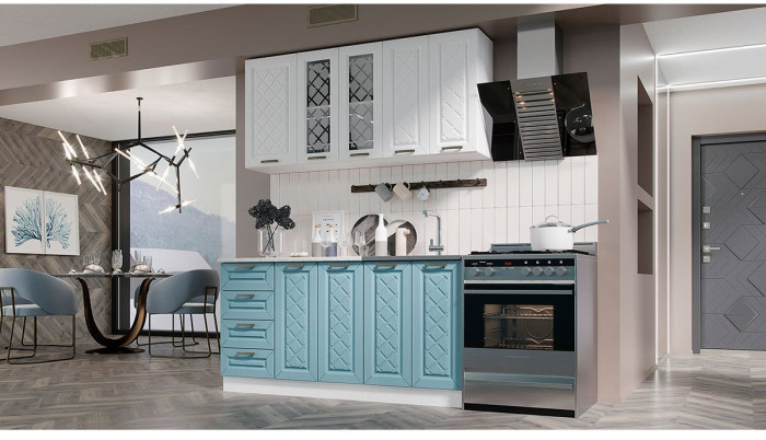 Кухня МДФ Агава 1600, Акация белая/Трюфель