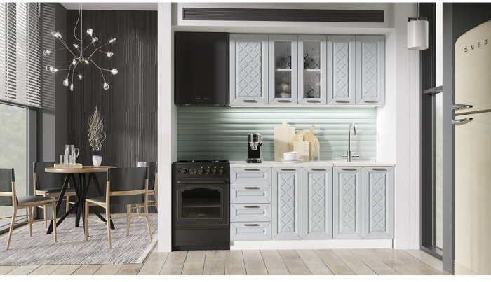 Кухня МДФ Агава 1600, Акация белая/Трюфель