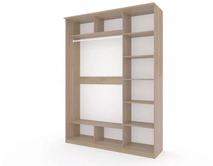 Шкаф купе Модерн 1776х600 3-х дверный 2-х секционный зеркальный с пескоструем №3 ясень