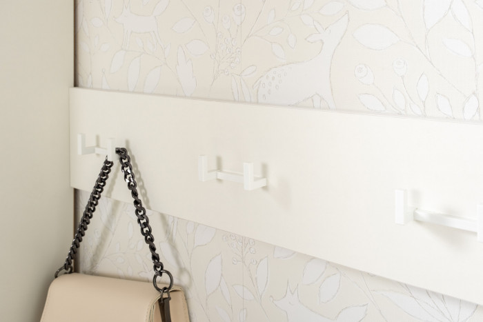 Октава Прихожая 31, цвет белый шагрень/дуб крафт золотой/фасады МДФ белый шагрень, ШхГхВ 193,7х35,4х197,6 см., универсальная сборка