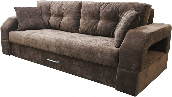 Диван-еврокнижка Манчестер, пружинный блок, 150х195, подсветка, велюр коричневый