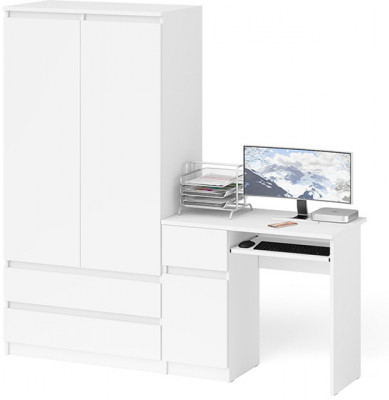 Мори Стол компьютерный МС-1 левый + Шкаф МШ900.1, цвет белый, ШхГхВ 180,4х50,4х179,6 см., выдвижной ящик слева, НЕ универсальная сборка