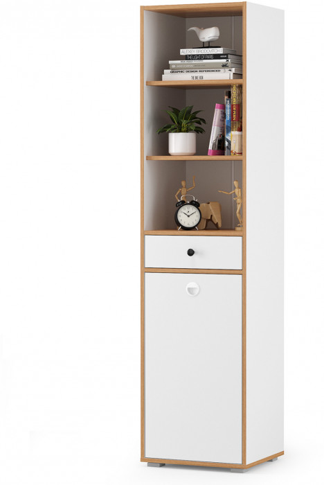 Вуди Компоновка № 14, цвет белый премиум/дуб крафт золотой, ШхГхВ 310х52,7х180,3 см., универсальная сборка