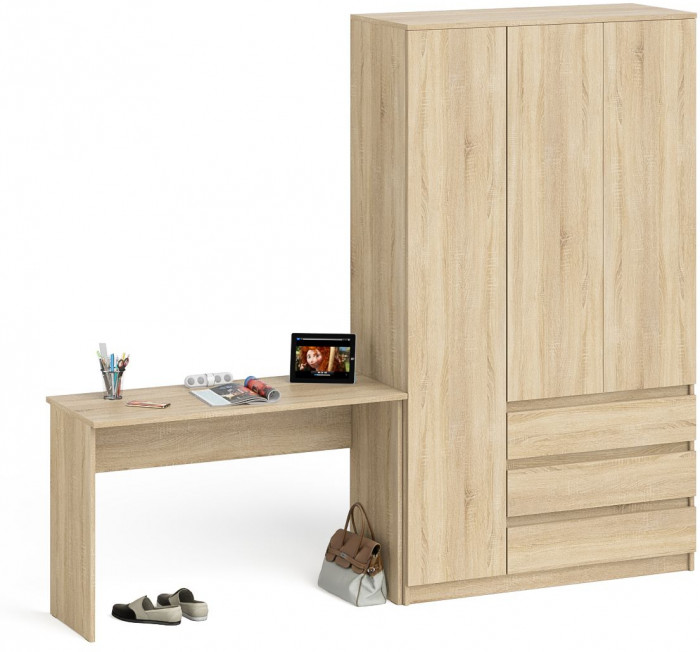 Мори Стол письменный МСП1200.1 + Шкаф МШ1200.1, цвет дуб сонома, ШхГхВ 240,8х50,4х209,6 см., универсальная сборка