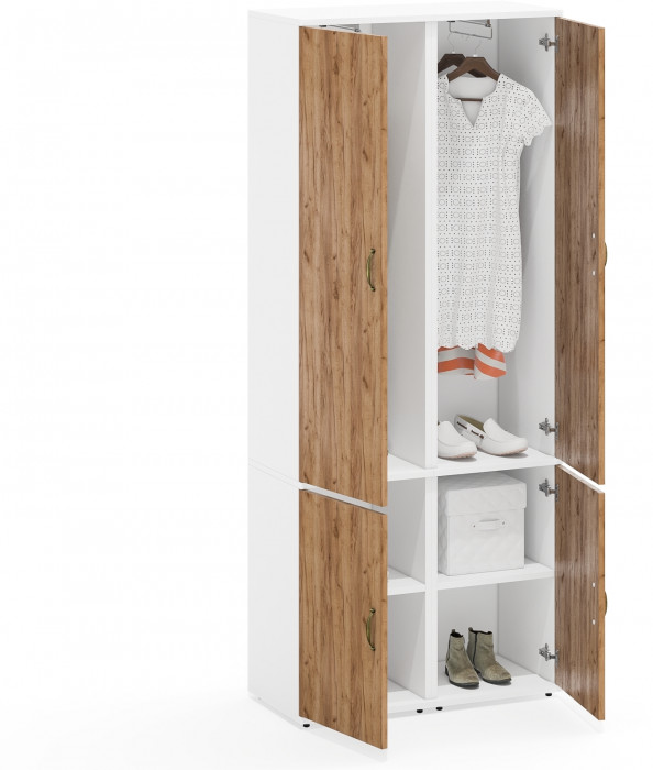 Лидер-8 Пенал МД 21Б 2 шт., белый шагрень/крафт золото